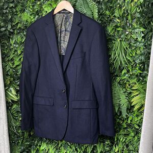 RALPH LAUREN Blazer Jacket Men 40R Blue‎ 100% Wool Sport Coat Paisley Lined